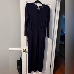 Ladies navy long-sleeve pants/jumpsuit